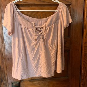 Off the Shoulder Tie Front Top